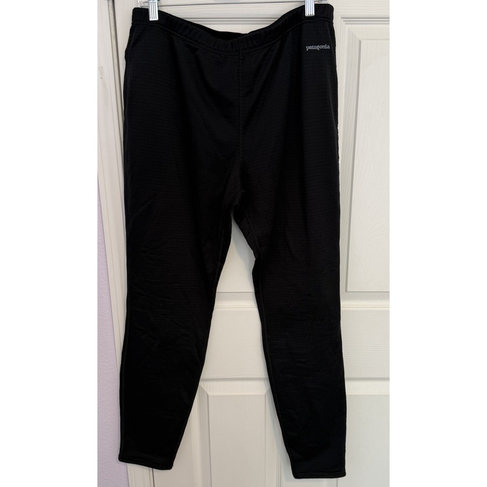 Vtg Patagonia Regulator Pants Men's XL Black Polartec Fleece Grid USA Gorpcore